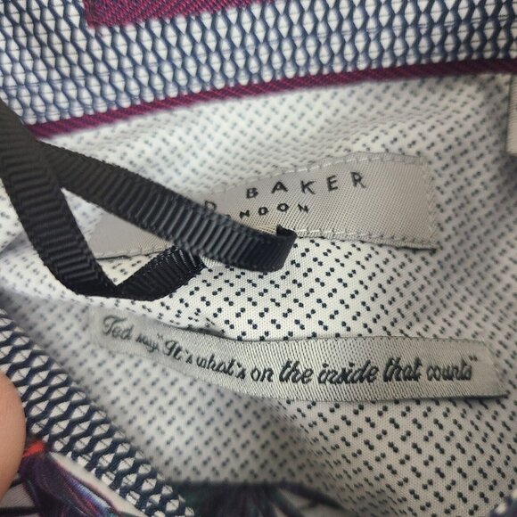 Ted Baker Mens‎ Karaf Long Sleeve LS Palm Printed Dress Shirt Sz 1   NEW $165 - Picture 6 of 10